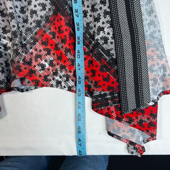 Preen Edition Mixed Media Wrap Dress Plaid Floral Red Black US 10 - Picture 8 of 11